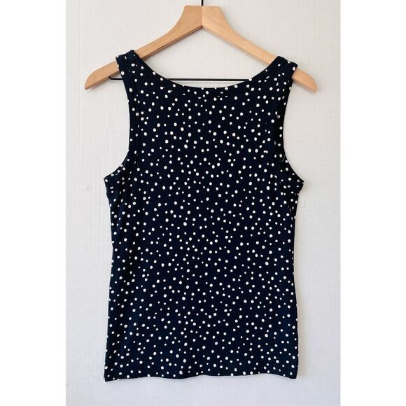 Loft Navy With White Polka Dots Tank Top   Sz M   EUC - Picture 2 of 4